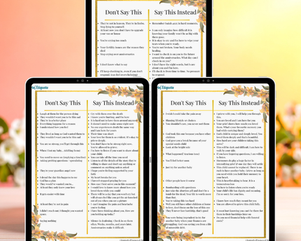 Grief Etiquette Don't Say & Do Say Lists