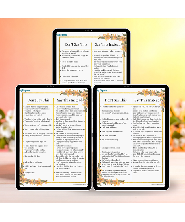 Grief Etiquette Don't Say & Do Say Lists