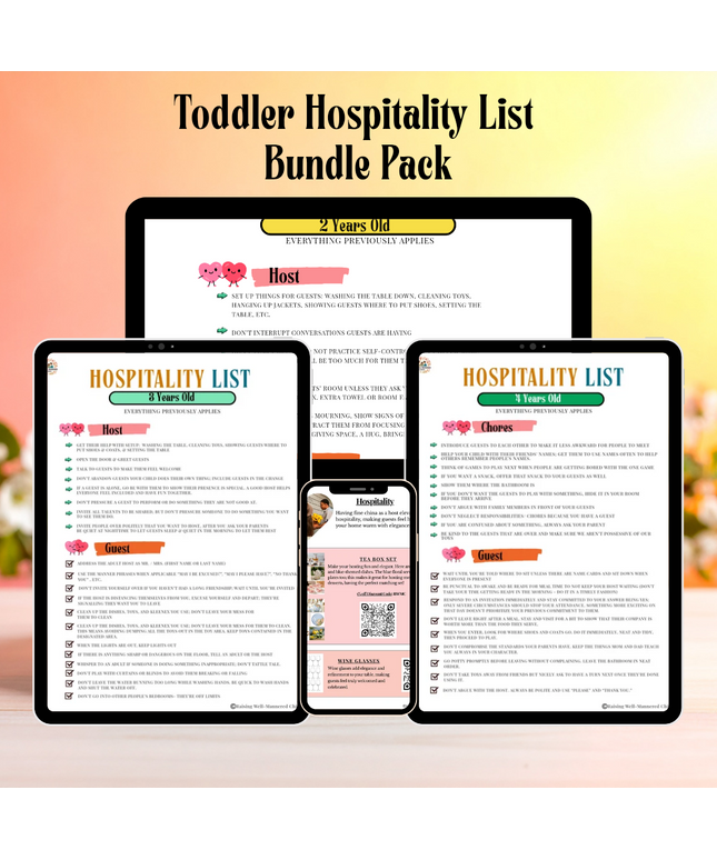 Toddler Hospitality List Bundle Pack